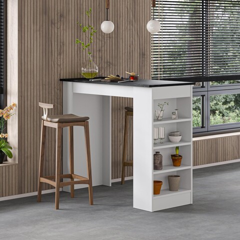 Masa de bar, Hanah Home, Swallow, 117x102x54 cm, Indicatori / Alb