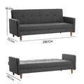 Canapea extensibila 3 locuri, Atelier del Sofa, 859FTN2813, Gri inchis