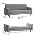 Canapea extensibila 3 locuri, Atelier del Sofa, 859FTN2814, Gri deschis