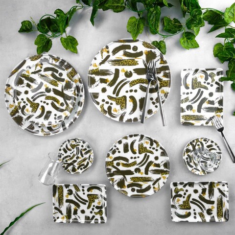 Set de mic dejun, Hermia, 868ARY1121, Platou pentru tort: 21 cm (6 bucăți), Multicolor