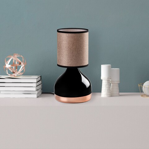 Lampa de masa, Opviq, 892OPV2552, Negru / Maro deschis