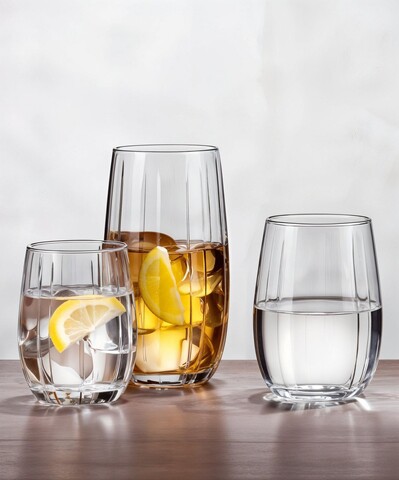 Set pahare, Hermia, 896PBH1156, Dimensiune pahar mediu: 6,5 x 6,5 x 11 cm / 380 ml (6 bucăți), Transparent