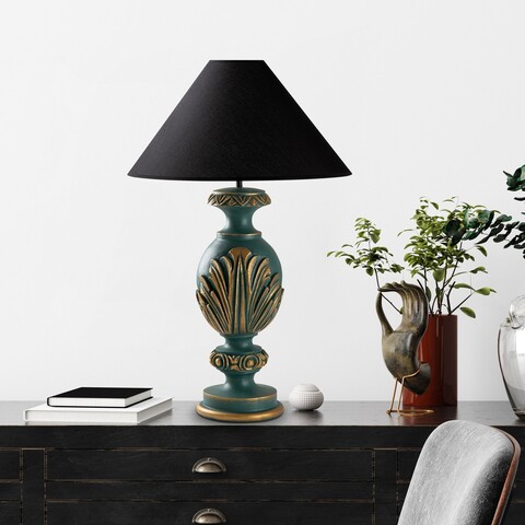 Lampa de masa, Opviq, 897TNL1111, Verde/Negru