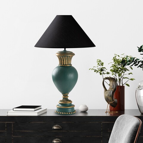 Lampa de masa, Opviq, 897TNL1116, Verde/Negru