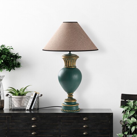 Lampa de masa, Opviq, 897TNL1119, Verde / Maro deschis