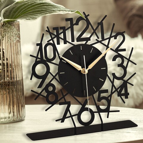 Ceas de masa, Lineal, 25x23 cm, Negru