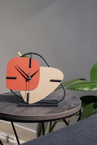 Ceas de masa, MYK2116-3, 26x25 cm, Roșu-maro / Maro