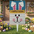Semn de curte, Bunny Welcome Sign, 38x58 cm, Multicolor