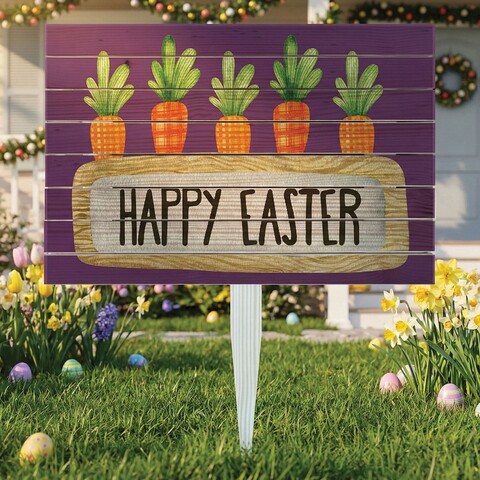 Semn de curte, Happy Easter Carrots, 58x38 cm, Multicolor