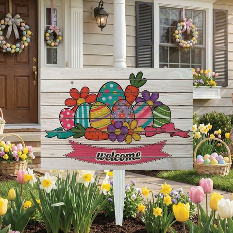 Semn de curte, Easter Garden Mix, 58x38 cm, Multicolor