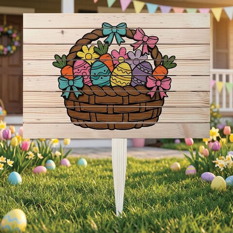 Semn de curte, Classic Easter Basket, 58x38 cm, Multicolor