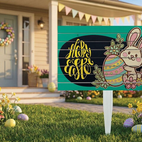 Semn de curte, Baby Bunny Easter, 58x38 cm, Multicolor