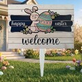 Semn de curte, Easter Welcome Bunny, 58x38 cm, Multicolor