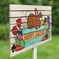 Semn de curte, Bunny Topping Easter, 58x38 cm, Multicolor