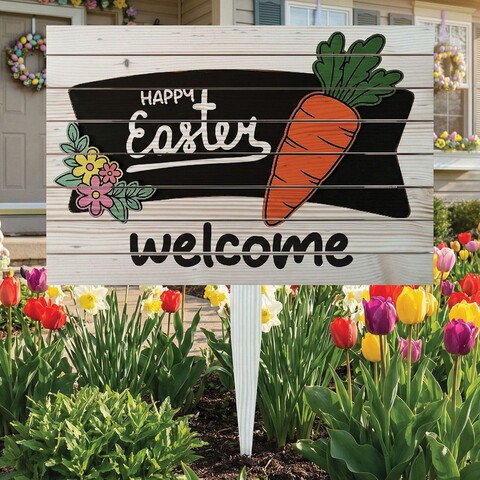 Semn de curte, Modern Easter Welcome, 58x38 cm, Multicolor