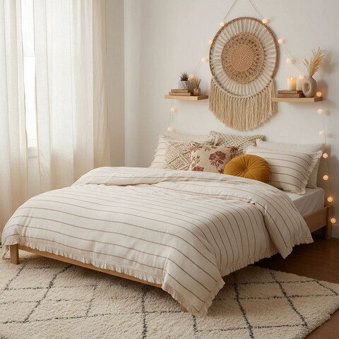 Lenjerie de pat pentru o persoana (DE), L'essentiel Maison, Porto, Crem/Maro