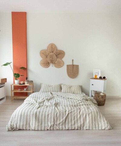 Lenjerie de pat dubla King (FR), L'essentiel Maison, Green Wood, Verde/Alb