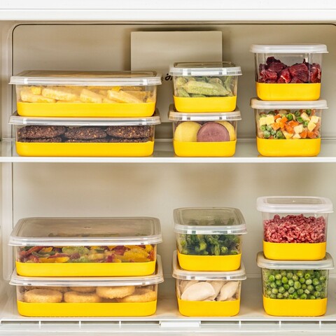 Set organizatoare frigider, Hermia, 964FRM3433, Dimensiune: 10,5 x 21,5 x 6,5 cm / 1000 ml (4 bucăți) , Galben
