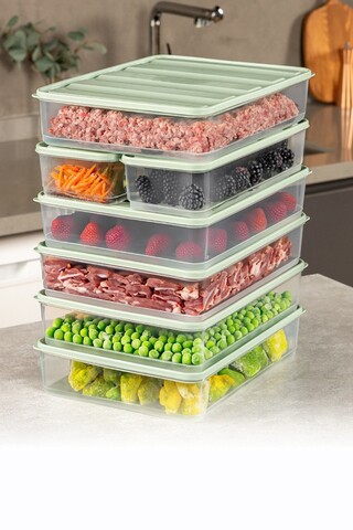 Set recipiente depozitare, Hermia, 964FRM5721, Dimensiune: 23 x 29,5 x 6,5 cm / 3500 ml (5 bucăți), Verde menta