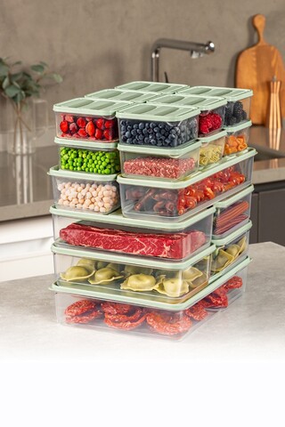 Set recipiente depozitare, Hermia, 964FRM5728, Dimensiune: 23 x 15 x 7 cm / 1750 ml (4 bucăți), Verde menta