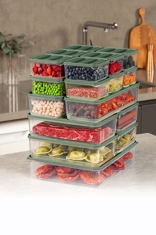 Set recipiente depozitare, Hermia, 964FRM5767, Dimensiune: 23 x 15 x 7 cm / 1750 ml (4 bucăți), Verde