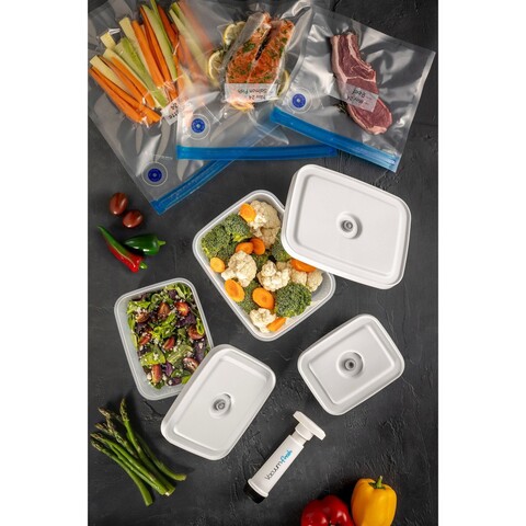 Set cutie de depozitare și pungă pentru depozitarea alimentelor, Hermia, 964FRM5786, Dimensiuni cutie de depozitare: 13,7 x 17,6 x 8 cm / 950 ml (1 bucată), Transparent