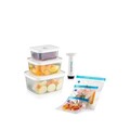 Set cutie de depozitare și pungă pentru depozitarea alimentelor, Hermia, 964FRM5786, Dimensiuni cutie de depozitare: 13,7 x 17,6 x 8 cm / 950 ml (1 bucată), Transparent