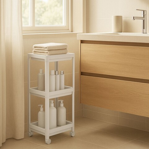 Raft multifuncțional din plastic, 242343, 36x23x71 cm, Alb