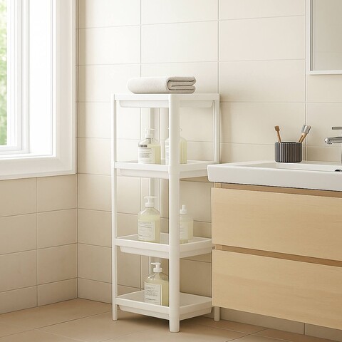 Raft multifuncțional din plastic, 242350, 36x23x102 cm, Alb