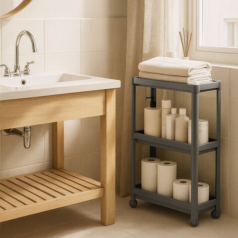 Raft multifuncțional din plastic, 242345, 54x18x102 cm, Gri