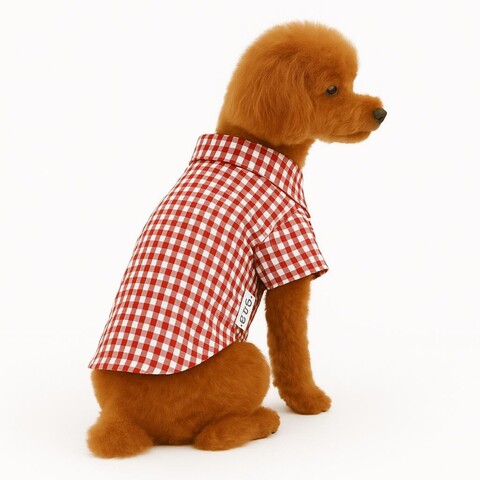 Hanorac pentru câini, Paws & Whiskers, Redcheckered Shirt, Rosu/Alb