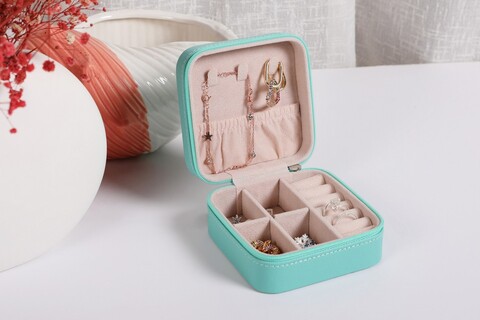 Cutie de bijuterii, Mint, 10x10x5.5 cm, Verde menta