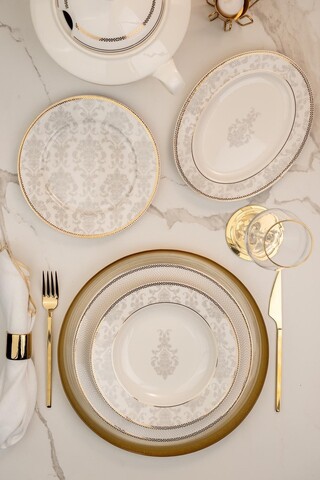 Serviciu de masa, Hermia, 710KTP3705, Farfurie adâncă: 23 cm (12 bucăți), Multicolor