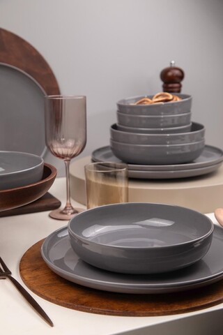 Serviciu de masa, Hermia, 710KTP9753, Farfurie: 20 cm (4 bucăți), Antracit