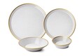 Serviciu de masa, Hermia, 719KTP9737, Farfurie: 20 x 20 x 3 cm (4 bucăți), Gri / Auriu