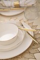 Serviciu de masa, Hermia, 719KTP9894, Farfurie: 21 cm (6 bucăți), Alb/Auriu