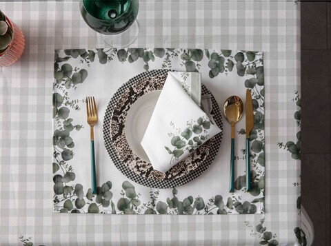 Set suporturi pentru farfurie, Hermia, 827GRT1101, Dimensiune: 35 x 45 cm, Verde/Alb