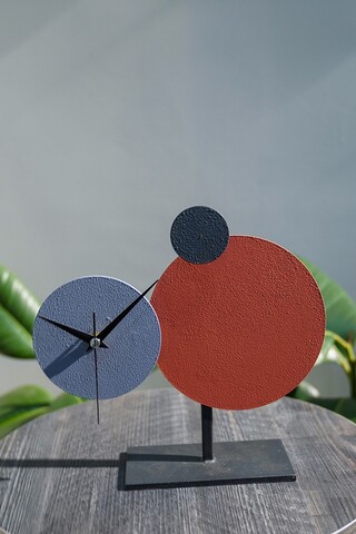 Ceas de masa, MYK2117-3, 26x25 cm, Roșu / Albastru / Antracit