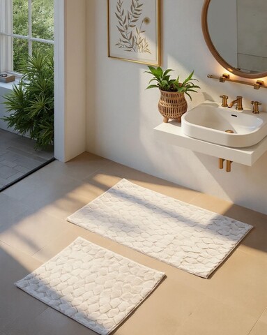 Set covorase de baie, L'essentiel Maison, Rabbit, Ecru