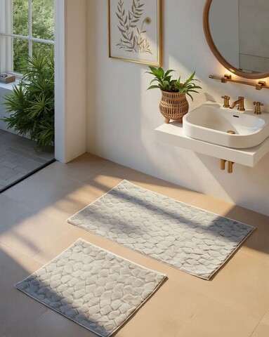 Set covorase de baie, L'essentiel Maison, Rabbit, Gri taupe