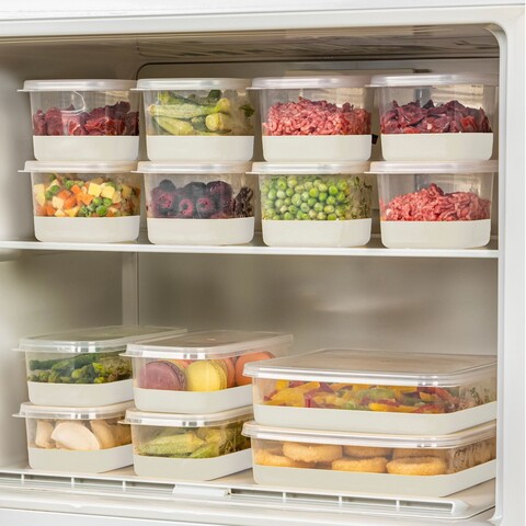 Set organizatoare frigider, Hermia, 964FRM3436, Dimensiune: 10,5 x 21,5 x 6,5 cm / 1000 ml (4 bucăți) , Gri