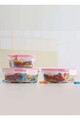 Set cutie de depozitare din sticla, Hermia, 990LAV1803, Dimensiuni cutie medie de depozitare: 14,2 x 14,2 x 5,9 cm / 720 ml (1 bucată), Roz