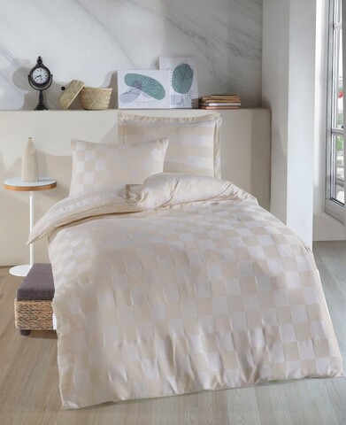 Lenjerie de pat pentru o persoana (DE), 2 piese, L'essentiel Maison, Kareli Saten, Bej