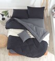 Lenjerie de pat dubla Super King (FR), 3 piese, L'essentiel Maison, Mix, Negru / Fume