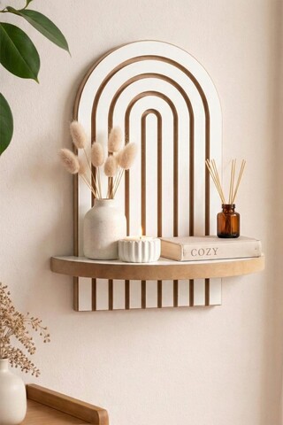 Raft de perete, Hanah Home, Artmtkwll1, 20x35x13 cm, Alb