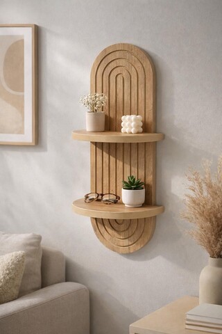 Raft de perete, Hanah Home, Artmtkwll2, 20x70x13 cm, Stejar