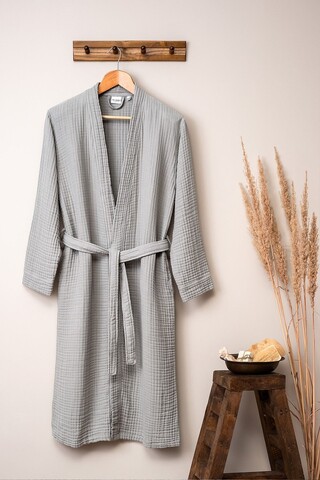 Halat de baie unisex, L'essentiel Maison, Kimono, Gri