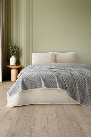 Set cuvertura pique dubla, L'essentiel Maison, Lapis, Gri