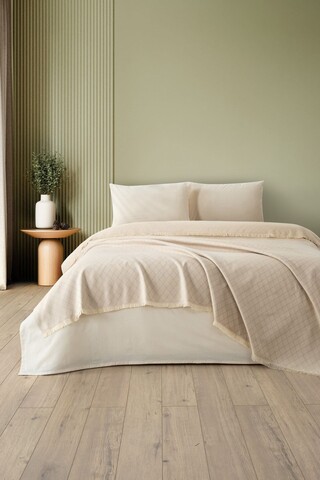 Set cuvertura pique dubla, L'essentiel Maison, Lapis, Bej