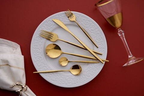 Set tacamuri, Hermia, 196RWE1807, Furculiță de masă: (6 bucăți), Auriu